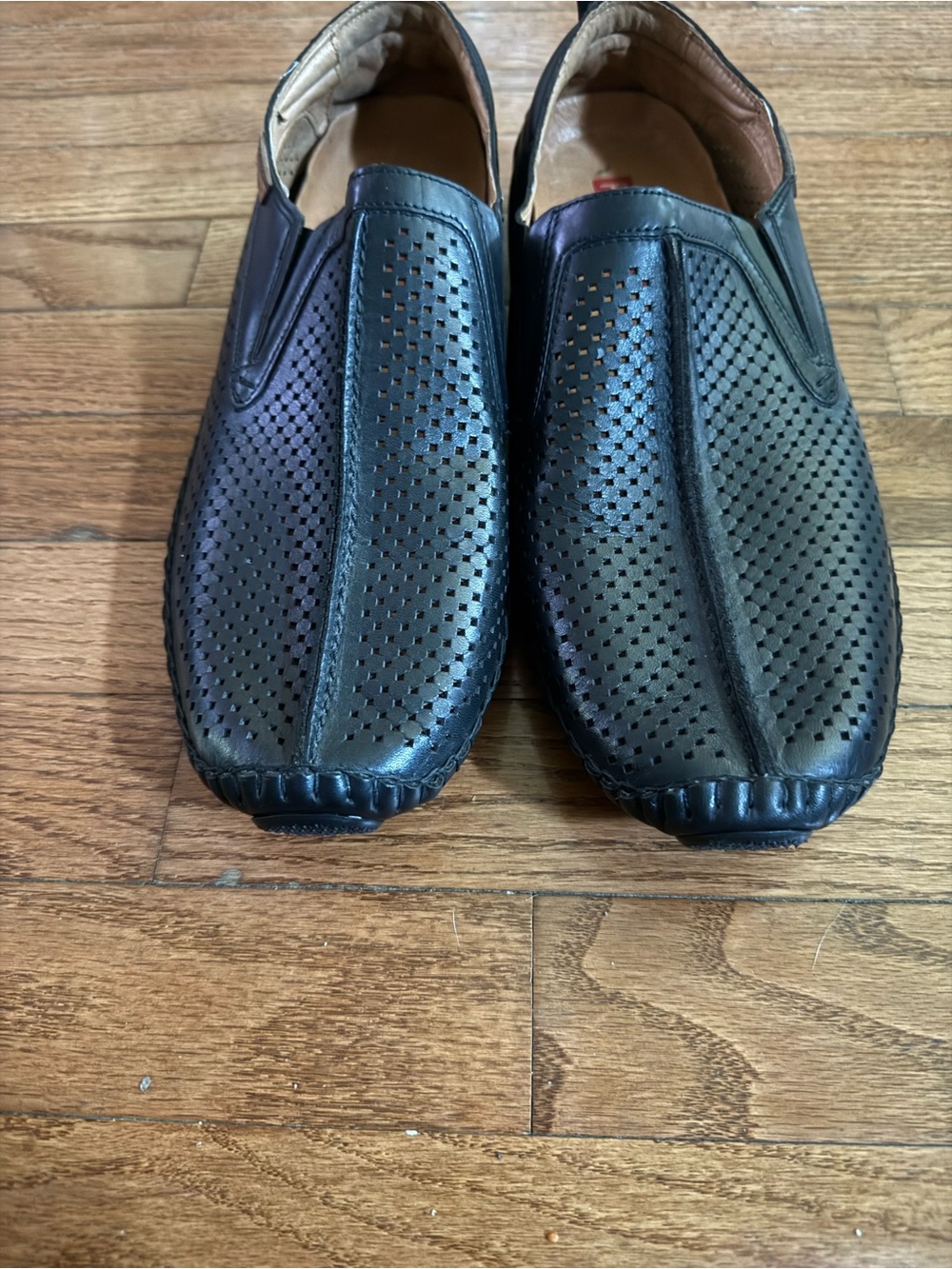 PIKOLINOS Black Perforated Leather Slip-On Loafers